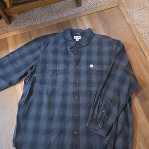 Carhartt Navy Plaid Button-Up Shirt